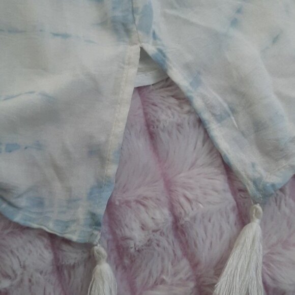 Raviya NWT Blue White Tye Dye Oversized Tassle Fringe Cap Sleeve Swim Cover Up M - Picture 8 of 10